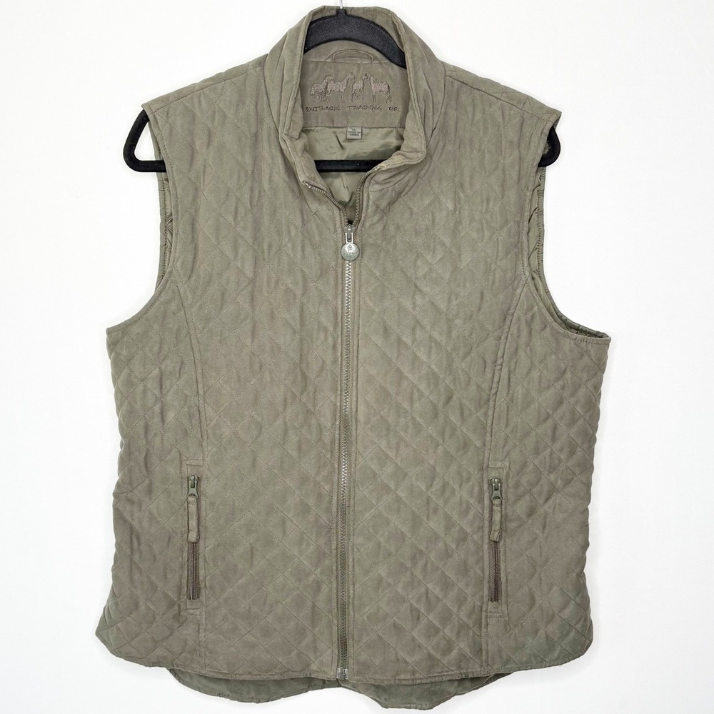 Outback Trading Co Womens Size XL‎ Grand Prix Microsuede Quilted Vest Sage Green